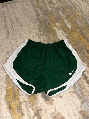 Nike Women's Dark Green Athletic Shorts with White Trim